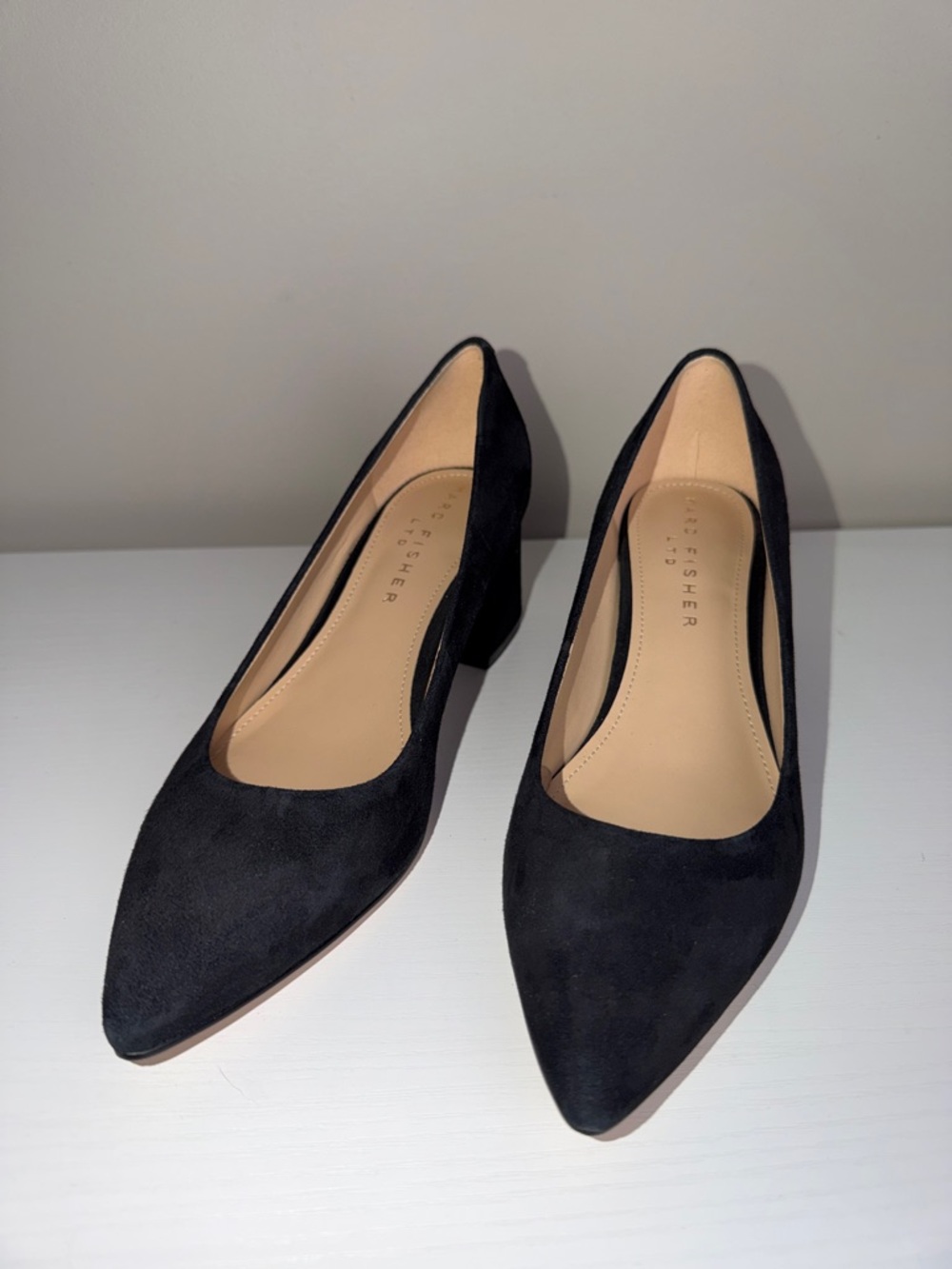 Marc Fisher Pointed Toe Black Suede Heels